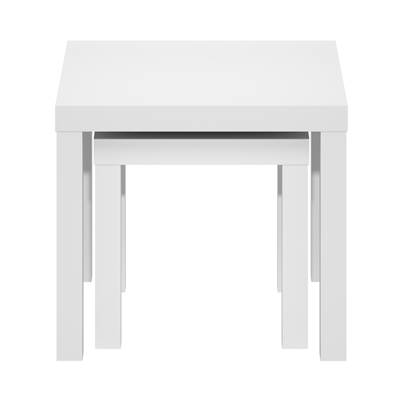Furinno CLASSIC Set of 2. Nesting Side Tables. 1.8 Inch Thick. White