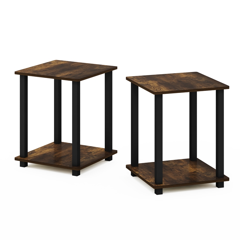 Furinno SIMPLISTIC Set of 2. 2-Tier Nightstand. Bedside Table. Amber Pine