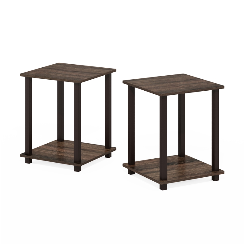 Furinno SIMPLISTIC Set of 2. 2-Tier Nightstand. Bedside Table. Walnut
