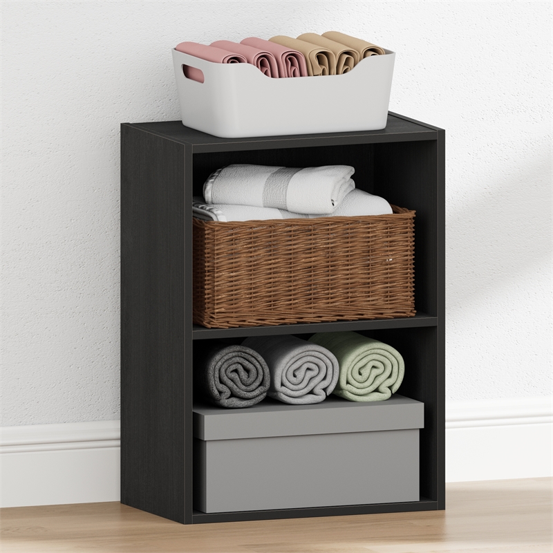 Furinno REED 2-Tier Closet Organizers/Storage with Open Shelf. Blackwood