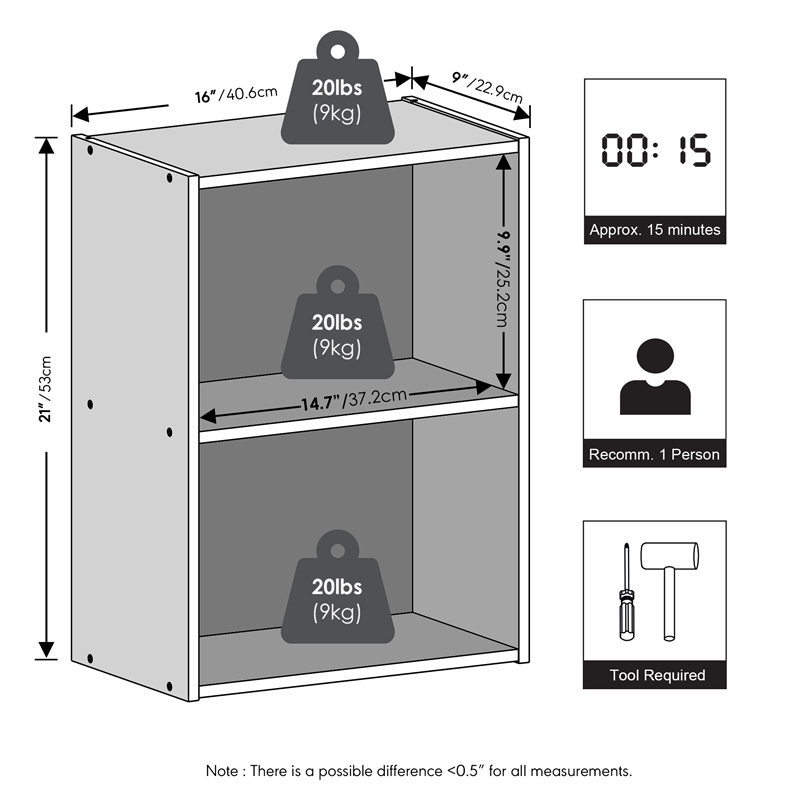Furinno REED 2-Tier Closet Organizers/Storage with Open Shelf. Blackwood