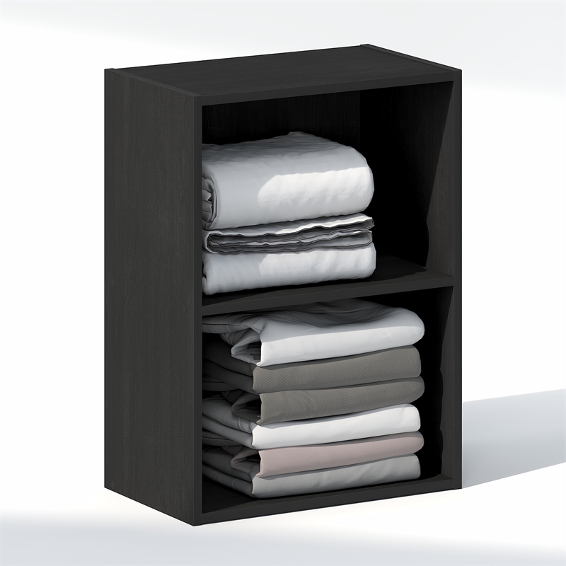 Furinno REED 2-Tier Closet Organizers/Storage with Open Shelf. Blackwood
