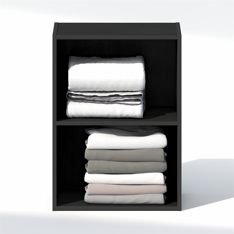 Furinno REED 2-Tier Closet Organizers/Storage with Open Shelf. Blackwood