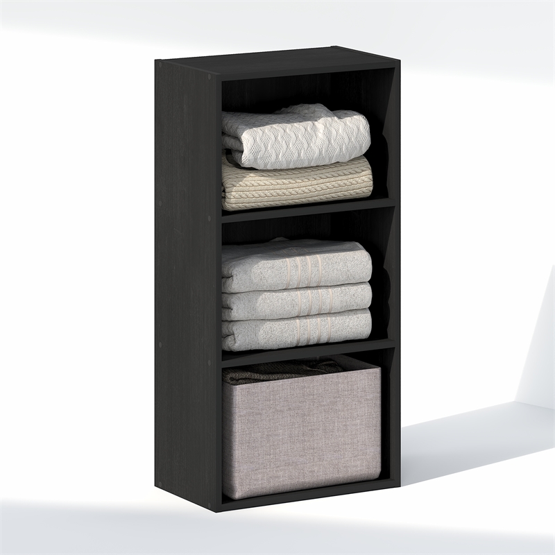 Furinno REED 3-Tier Open Shelf Bookcase. 9.3 x 15.5 x 31.4. Blackwood