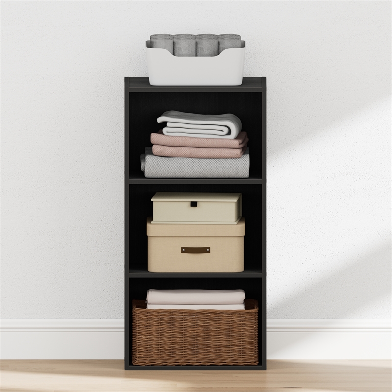 Furinno REED 3-Tier Open Shelf Bookcase. 9.3 x 15.5 x 31.4. Blackwood