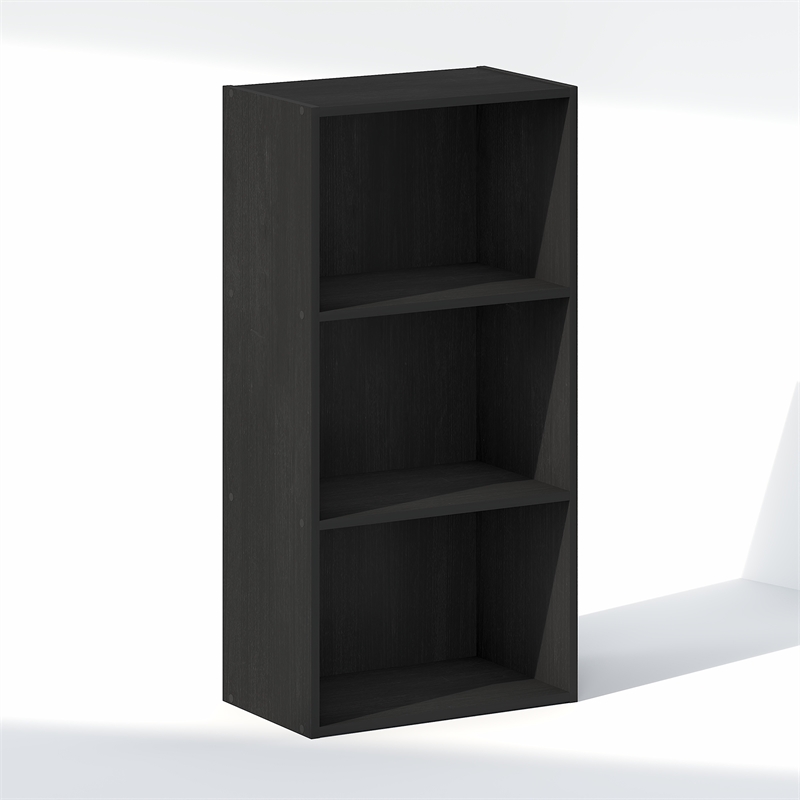 Furinno REED 3-Tier Open Shelf Bookcase. 9.3 x 15.5 x 31.4. Blackwood
