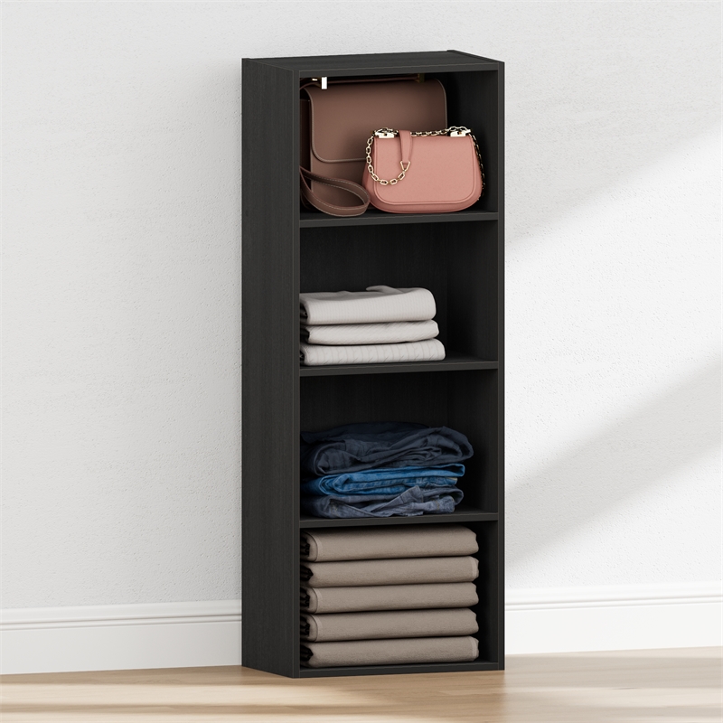 Furinno REED 4-Tier Open Shelf Clothing Storage. Blackwood