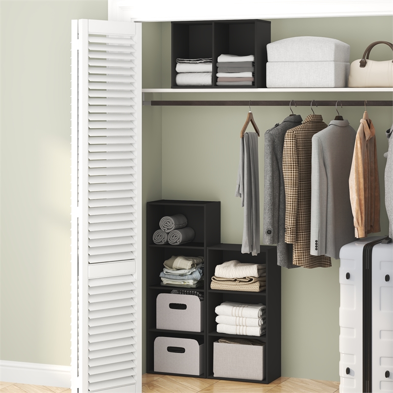 Furinno REED 4-Tier Open Shelf Clothing Storage. Blackwood