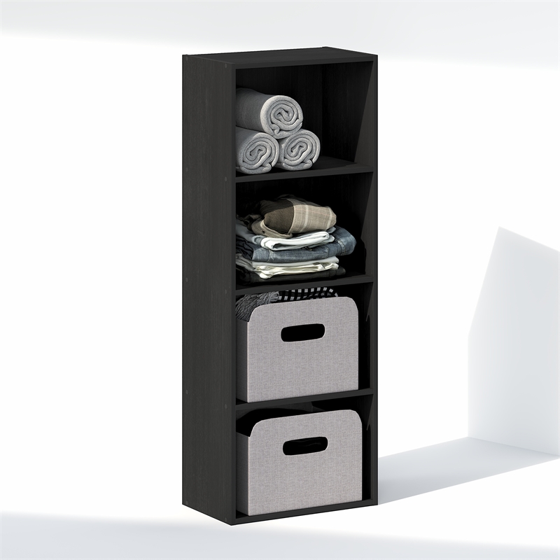 Furinno REED 4-Tier Open Shelf Clothing Storage. Blackwood