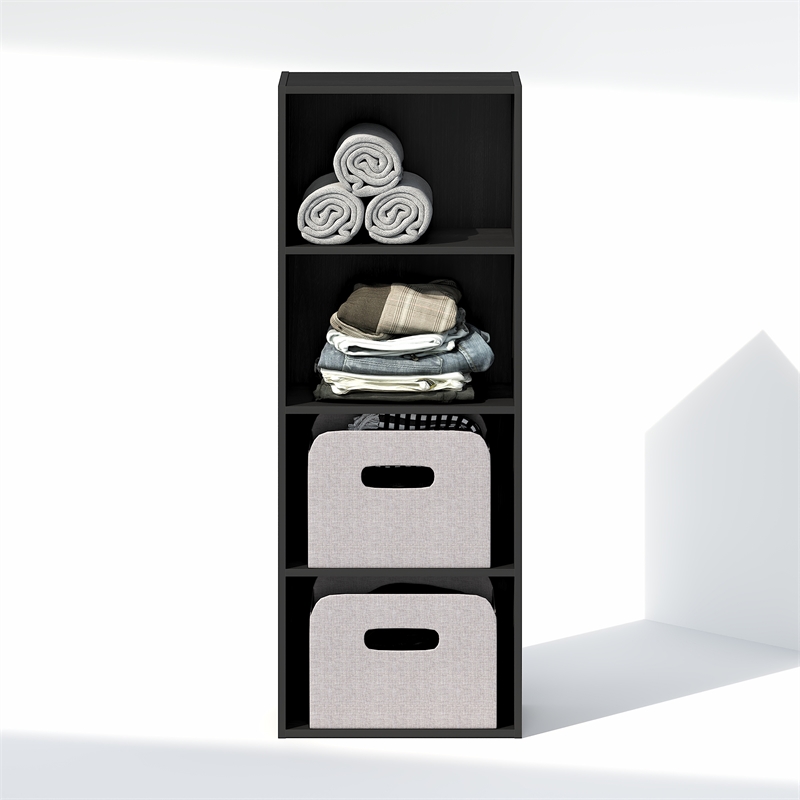 Furinno REED 4-Tier Open Shelf Clothing Storage. Blackwood