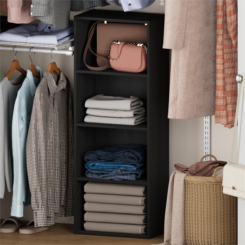 Furinno REED 4-Tier Open Shelf Clothing Storage. Blackwood