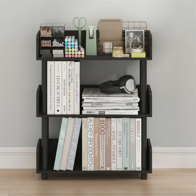 Furinno TURN-N-TUBE 3-Tier Rounded Corner Top Edges Bookcases. Espresso