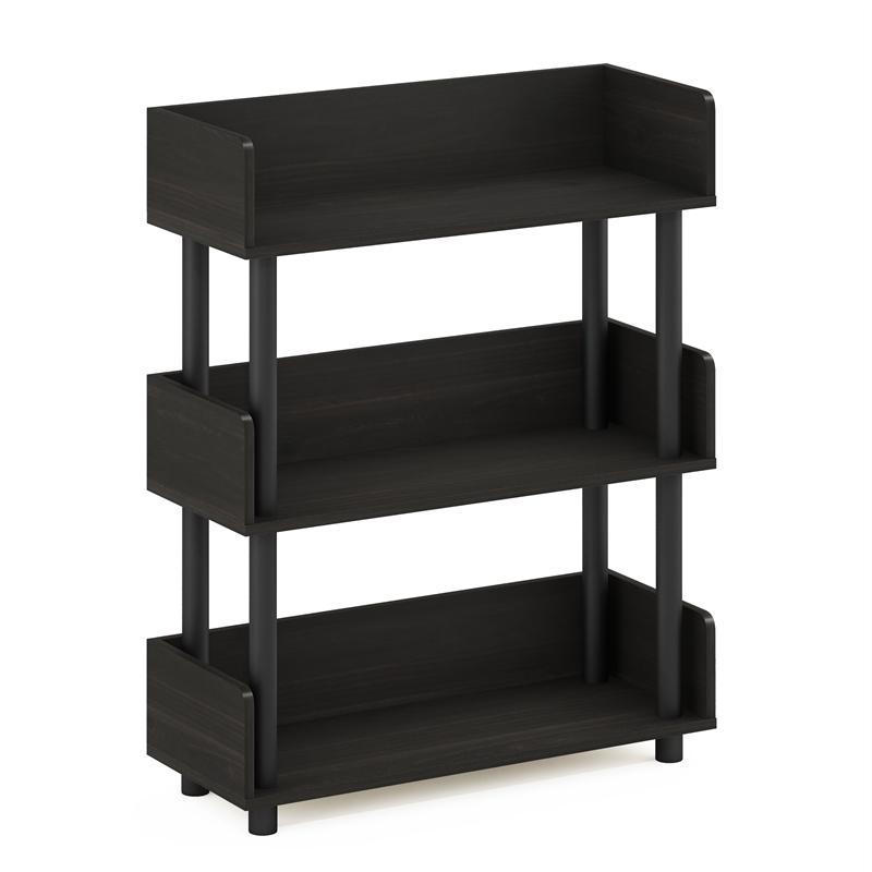 Furinno TURN-N-TUBE 3-Tier Rounded Corner Top Edges Bookcases. Espresso