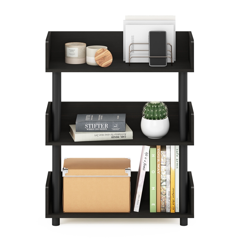 Furinno TURN-N-TUBE 3-Tier Rounded Corner Top Edges Bookcases. Espresso