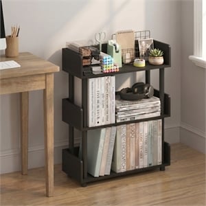 Furinno TURN-N-TUBE 3-Tier Rounded Corner Top Edges Bookcases. Espresso