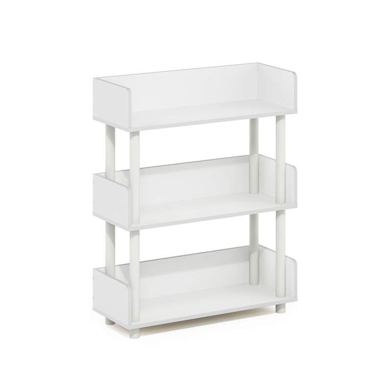 Furinno TURN-N-TUBE 3-Tier Rounded Corner Top Edges Bookcases. White