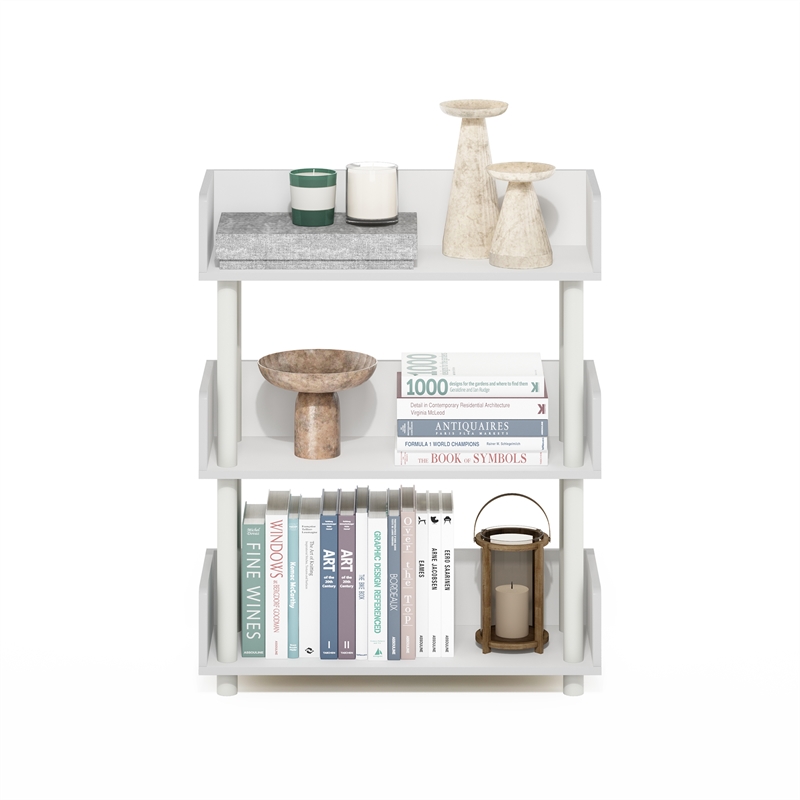 Furinno TURN-N-TUBE 3-Tier Rounded Corner Top Edges Bookcases. White