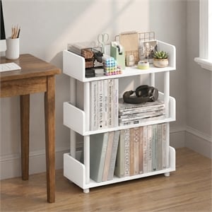 Furinno TURN-N-TUBE 3-Tier Rounded Corner Top Edges Bookcases. White