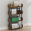 Furinno TURN-N-TUBE 4-Tier Rounded Corner Top Edges Bookcases. Amber Pine