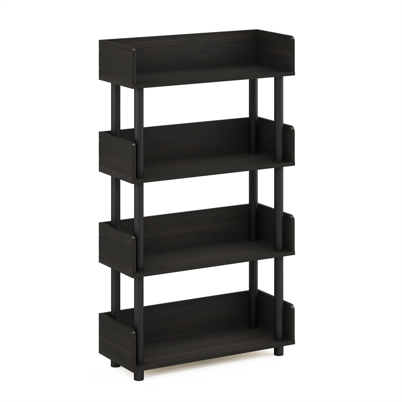 Furinno TURN-N-TUBE 4-Tier Rounded Corner Top Edges Bookcases. Espresso