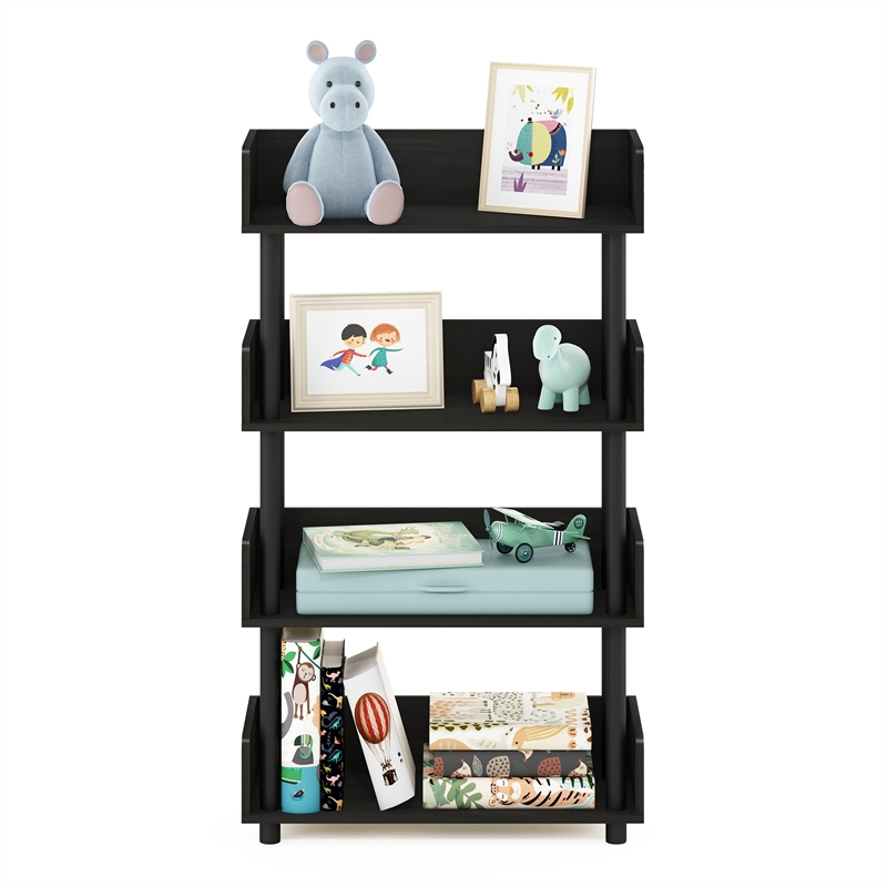 Furinno TURN-N-TUBE 4-Tier Rounded Corner Top Edges Bookcases. Espresso