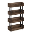 Furinno TURN-N-TUBE 4-Tier Rounded Corner Top Edges Bookcases. Walnut