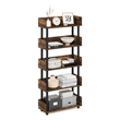 Furinno TURN-N-TUBE 5-Tier Rounded Corner Top Edges Bookcases. Walnut