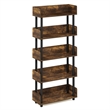 Furinno TURN-N-TUBE 5-Tier Rounded Corner Top Edges Bookcases. Walnut