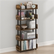 Furinno TURN-N-TUBE 5-Tier Rounded Corner Top Edges Bookcases. Walnut