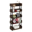Furinno TURN-N-TUBE 5-Tier Rounded Corner Top Edges Bookcases. Walnut