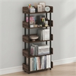 Furinno TURN-N-TUBE 5-Tier Rounded Corner Top Edges Bookcases. Walnut