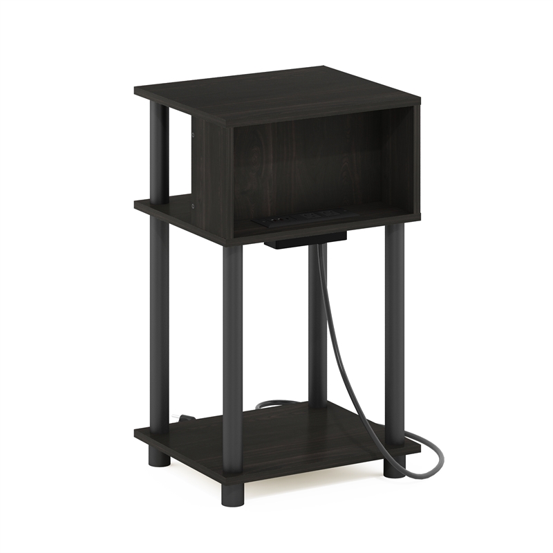 Furinno JUST 3-Tier Nightstand with USB & Type-C Charging Port. Espresso