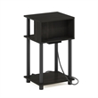 Furinno JUST 3-Tier Nightstand with USB & Type-C Charging Port. Espresso