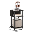 Furinno JUST 3-Tier Nightstand with USB & Type-C Charging Port. Espresso