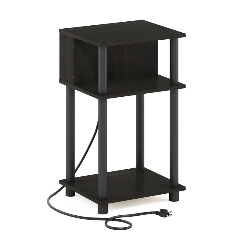 Furinno JUST 3-Tier Nightstand with USB & Type-C Charging Port. Espresso