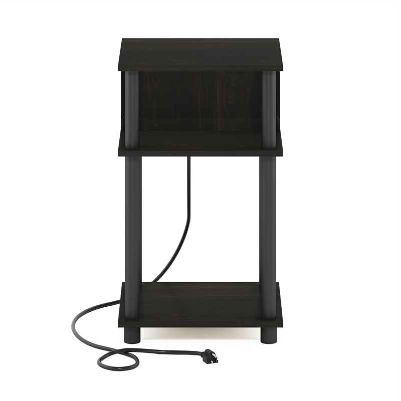 Furinno JUST 3-Tier Nightstand with USB & Type-C Charging Port. Espresso
