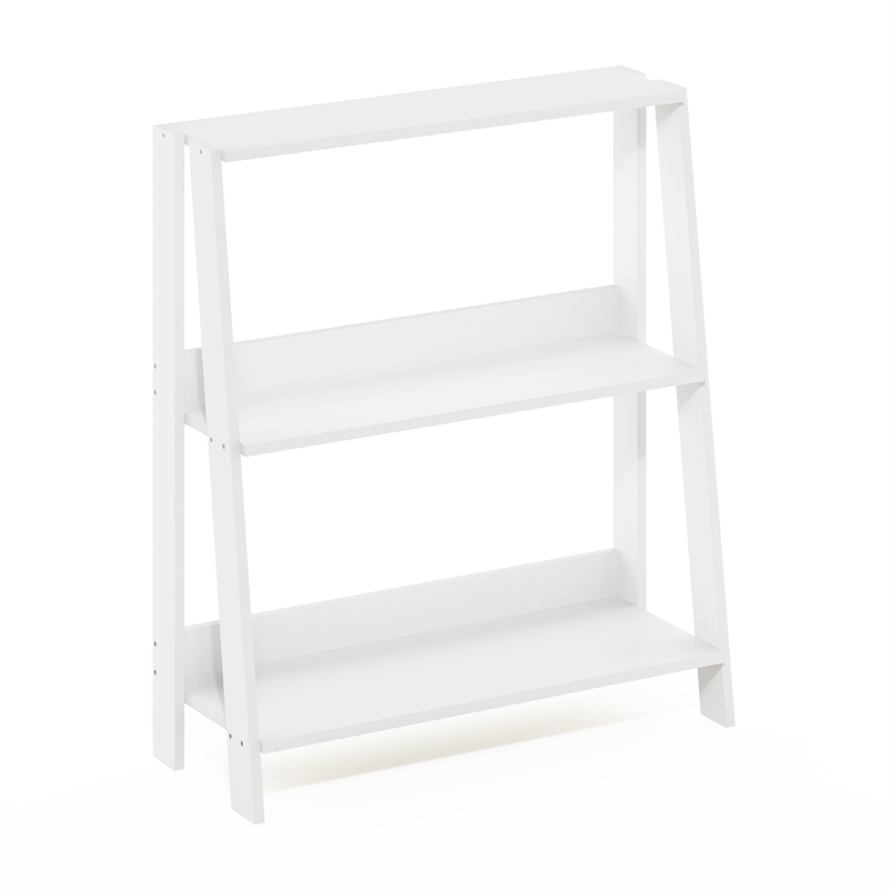 Furinno LADDER 3-Tier Ladder Bookcase. Storage Shelves. Storage Rack. White