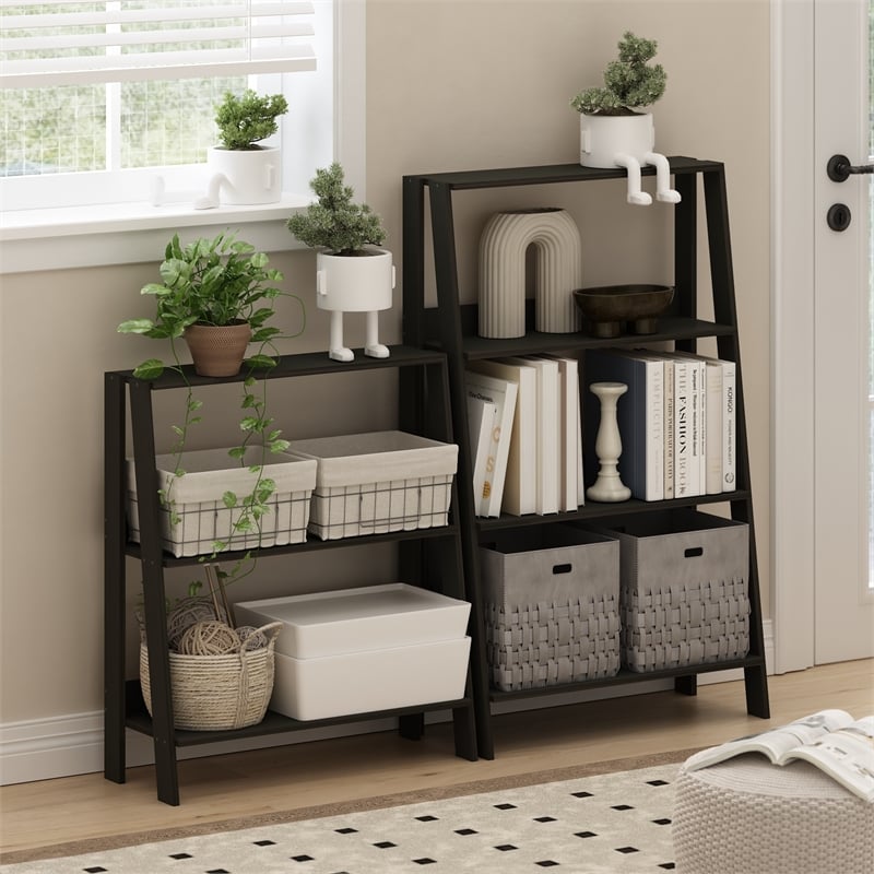 Furinno LADDER 4-Tier Ladder Bookcase. Storage Shelves. Espresso