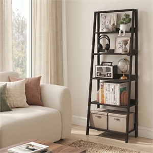 Furinno LADDER 6-Tier Ladder Bookcase. Storage Shelves. Espresso