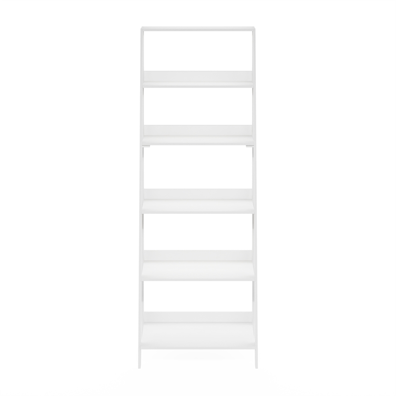 Furinno LADDER 6-Tier Ladder Bookcase. Storage Shelves. Storage Rack. White
