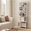 Furinno LADDER 6-Tier Ladder Bookcase. Storage Shelves. Storage Rack. White