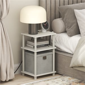 Furinno JUST 3-Tier Nightstand with USB & Type-C Charging Port. White