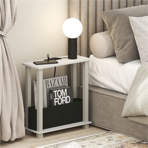 Furinno TURN-S-TUBE 2-Tier Nightstand. USB & Type-C Charging Port. White