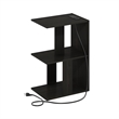 Furinno BOYATE 2-Tier End Table with USB & Type-C Charging Port. Espresso