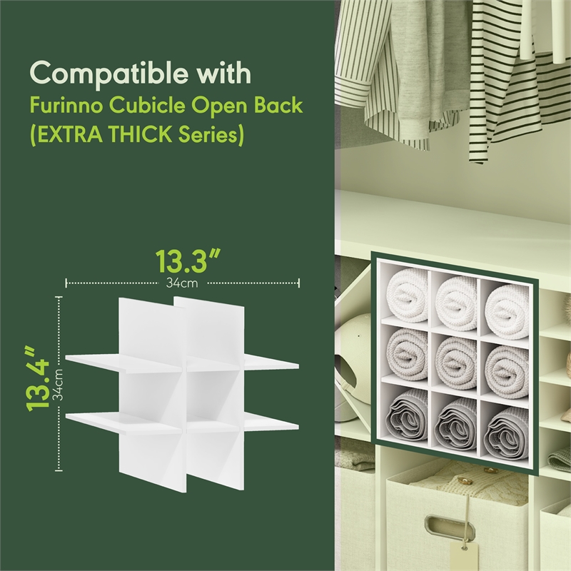 Furinno CUBICLE 9-Compartment Cube Insert. White (Does Not Fit IKEA Kallax)