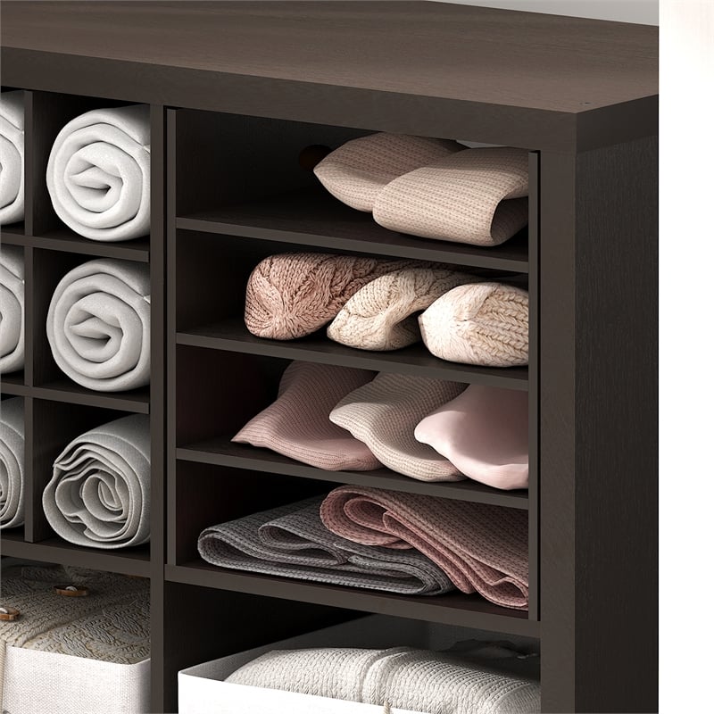 Furinno CUBICLE 3-Shelf Cube Insert. Dark Oak (Does Not Fit IKEA Kallax)