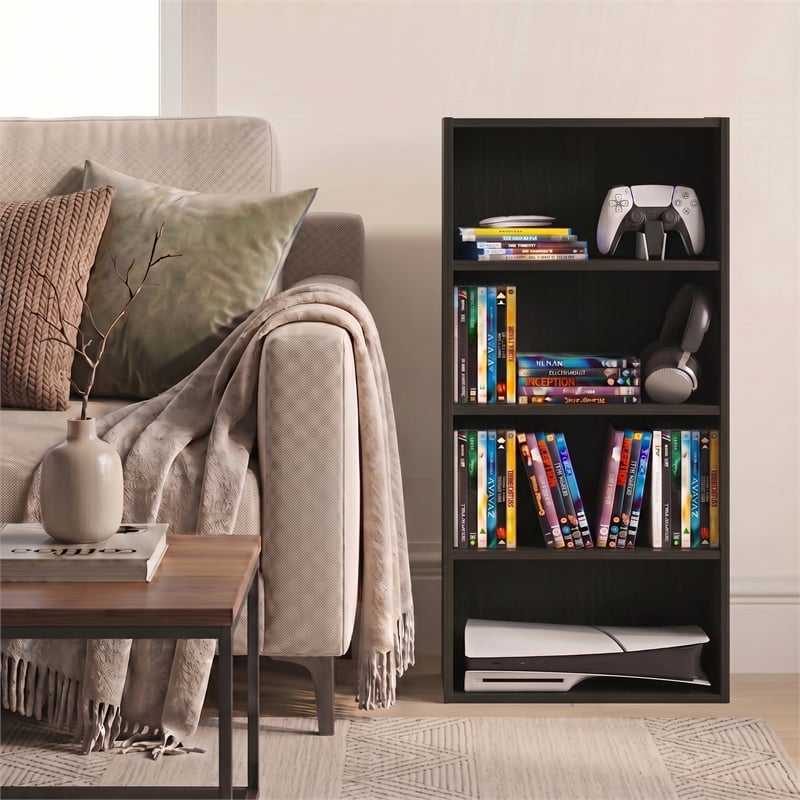 Furinno BASIC 4-Tier Open Shelf CD Rack & DVD Shelf. 7 x 17 x 35. Espresso