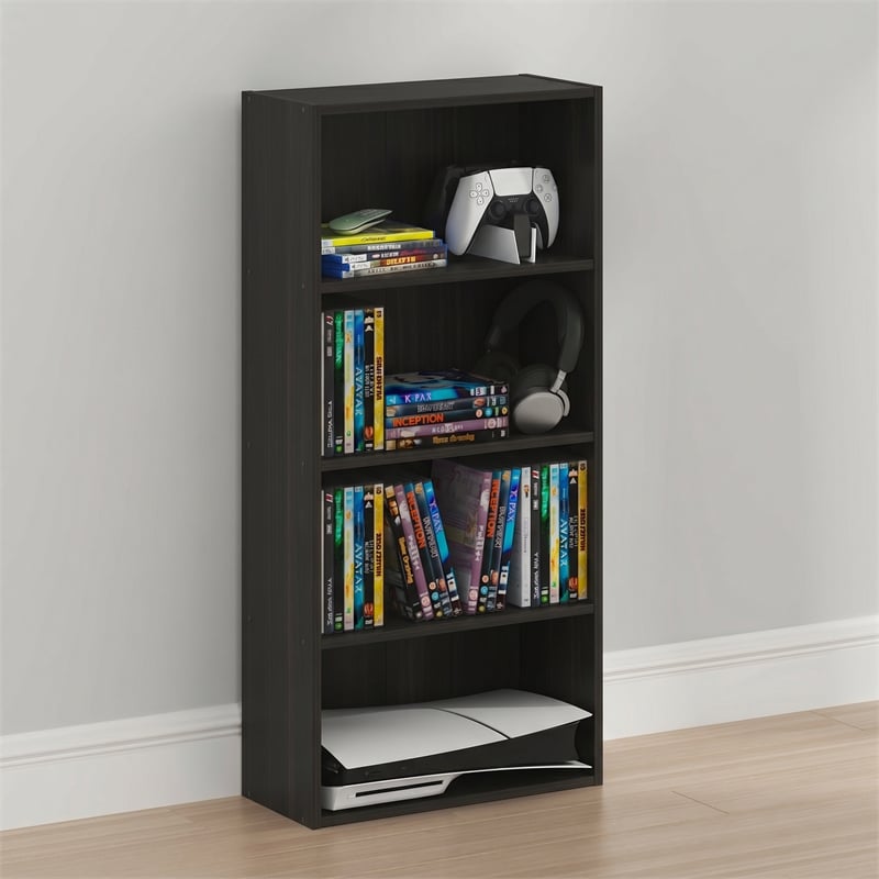Furinno BASIC 4-Tier Open Shelf CD Rack & DVD Shelf. 7 x 17 x 35. Espresso