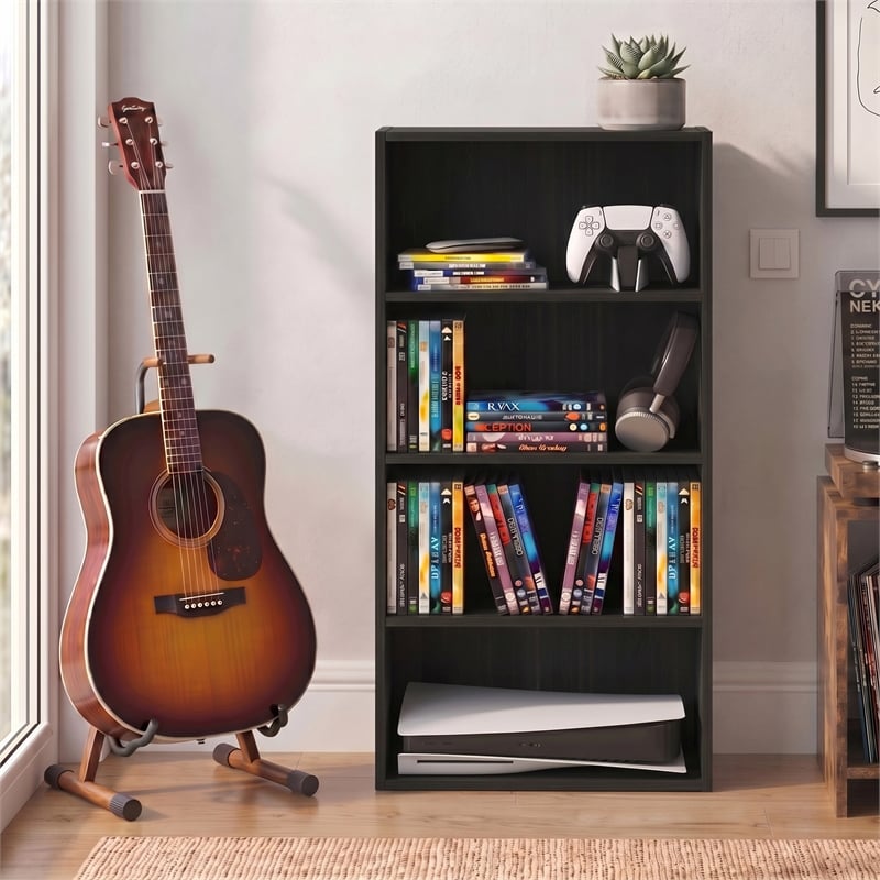 Furinno BASIC 4-Tier Open Shelf CD Rack & DVD Shelf. 7 x 17 x 35. Espresso