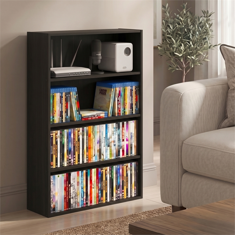 Furinno BASIC 4-Tier Open Shelf CD Rack & DVD Shelf. 6 x 24 x 35. Espresso